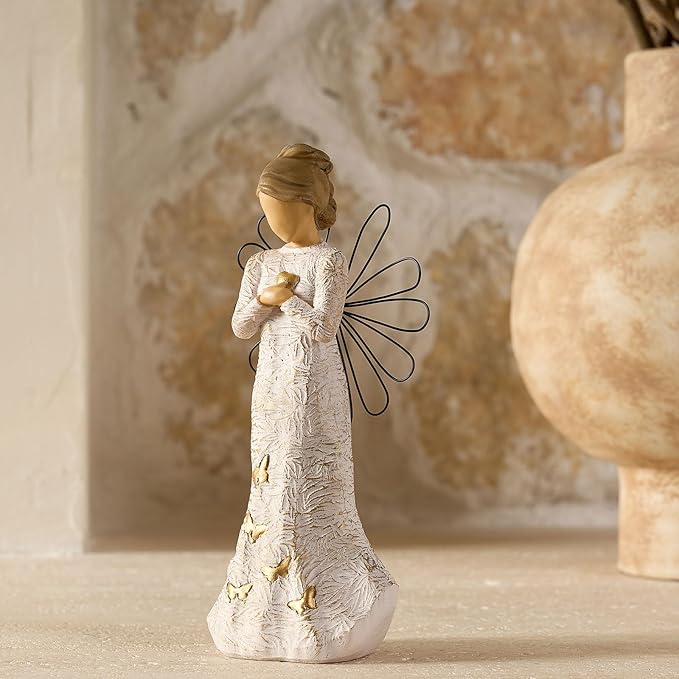 Sympathy Angel Figurines for Loss of Loved Ones Angel Statues Home Decor Serenity Prayer Gifts for Women Resin Sculpted Hand-Painted Figure Bereavement Gift Praying Hands Statue