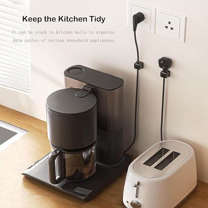 10 Pack Cord Organizer, Magnetic Cord Holder, Cable Clips for Desk, Adhesive Cable Management Wire Keeper for Nightstand, Home, Office, Desktop, Car, Wall (Black)