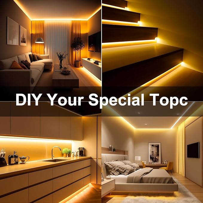 COB LED Strip, Warm White LED Strip Lights 16.4ft, 3000K COB LED Light Dimmable LED Strip, CRI92+, 8mm Width, 24V Flexible COB LED Tape Light for TV, Bedroom, Kitchen Cabinet, Closet, Home.