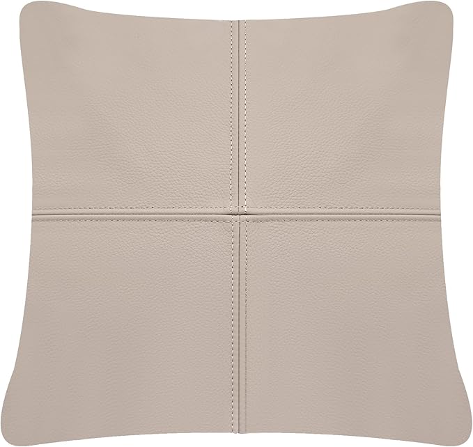 Kidol & Shellder Genuine Leather Throw Pillow Cover 18x18 Modern Solid Lumbar Pillow Covers-Luxury Pillowcases for Couch Sofa Bed-Soft Durable Decorative Cushion Case with Hidden Zipper(Yellow Gray)
