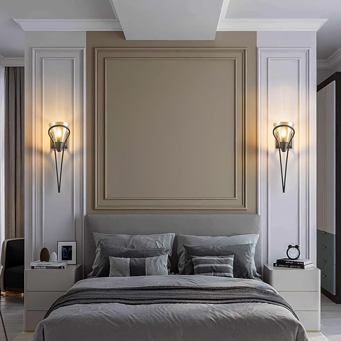 Modern Black Wall Sconce E12 Torch Decorative Wall Lights Industrial Wall Lights for Bedroom Bathroom Living Room Hallway