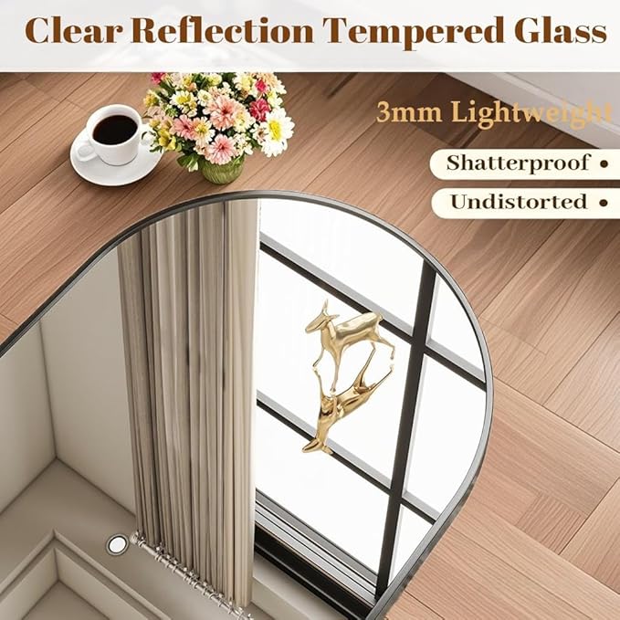 Arched Full Length Mirror, 81"x41" Large Floor Mirror with Stand, Oversized Full Body Mirrors for Leaning or Hanging, Wall Mounted Mirrors for Bedroom, Living Room,Dressing Room, Black
