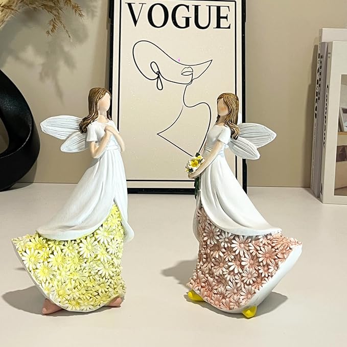 Sunflower Angel Figurines Home Decor, Encouragement Anniversary Retirement Gift for Woman, Memorial Bereavement Sympathy Gifts Idea