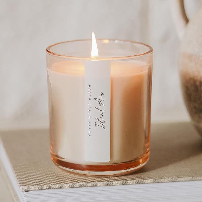 Sweet Water Decor Island Air Scented Soy Candles – Tropical Fruits, Lemons, Redolent with Mountain Greens – Fresh Coastal Aroma – 50 Hour Burn – 12oz Tinted Glass Jar for Home Decor and Bedroom Decor