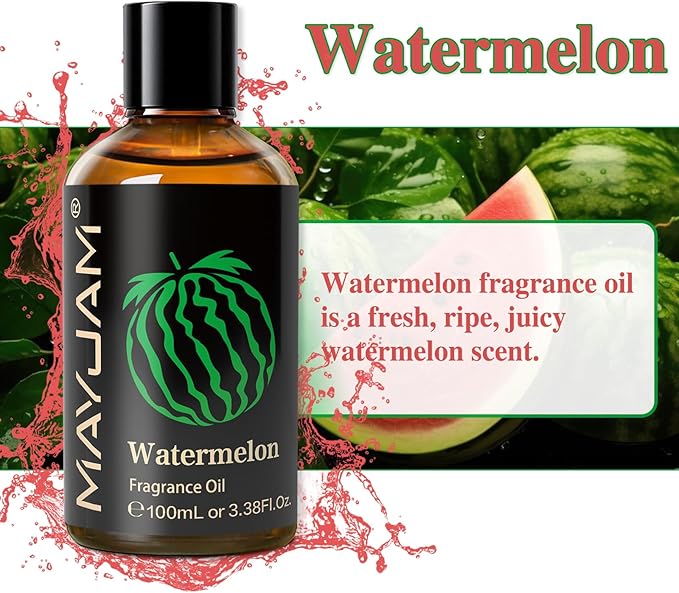 MAYJAM 100ML/3.38FL.OZ Watermelon Fragrance Oils with Glass Dropper, Essential Oils for Diffusers for Home, Long Lasting Scented Oils for Diffusers Soap Candle Making
