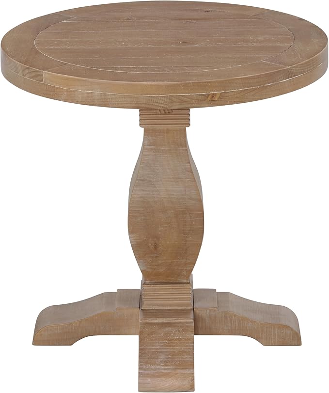Martin Svensson Home Napa Solid Wood Pedestal End Table, Driftwood