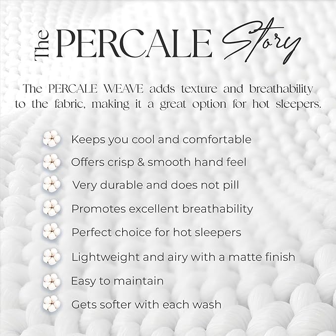SUPREME ELEGANCE Full Size Bed Sheets Set - Natural 100% Cotton Percale Deep Pocket Full Size Sheets Set, OekoTex Made in Green Sustainable Cotton Bedding with Snug Fit, Crisp Comfy Feel, Light Ivory