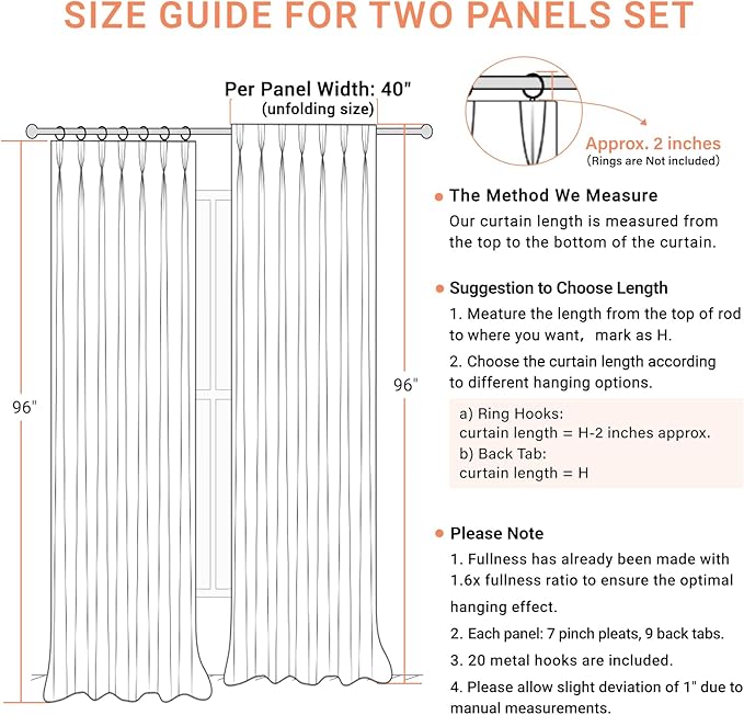 100% Blackout Shield Linen Look Textured Pinch Pleated Curtains Blackout Drapes 102 Inch Long 2 Panels Set, Faux Linen Blackout Curtains for Bedroom & Living Room, 40" W x 102" L, Linen Brown
