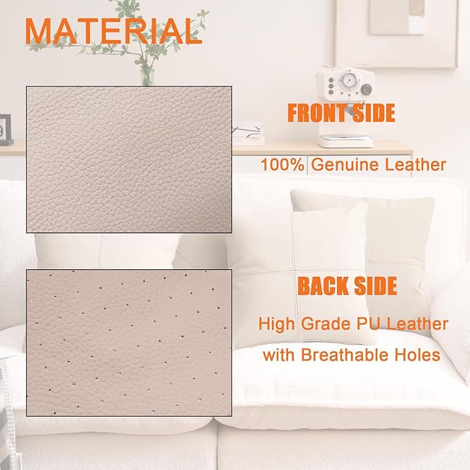 Kidol & Shellder Genuine Leather Throw Pillow Cover 18x18 Modern Solid Lumbar Pillow Covers-Luxury Pillowcases for Couch Sofa Bed-Soft Durable Decorative Cushion Case with Hidden Zipper(Apricot)
