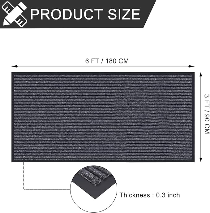 CHICHIC 3'x6' Indoor Outdoor Heavy Duty Door mat, Welcome Front Door Mat for Home Entrance, Super Water Absorbent Large Commercial Floor Mats, Non Slip Rubber Back Entryway Rugs for Garage (Grey)