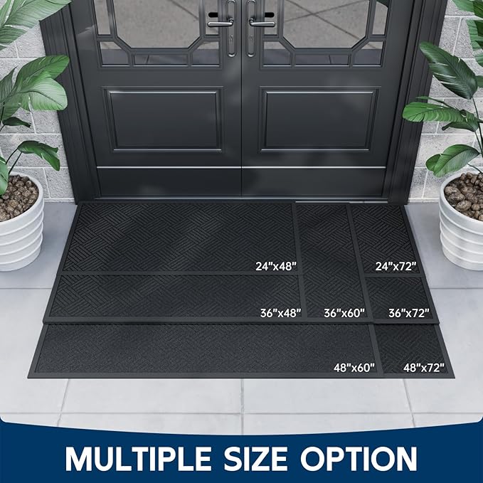 Front Door Mat Outside Entrance, 5' x 4' Heavy Duty Indoor Outdoor Door Mats for Entryway, Trap Dirt Outdoor Doormat Low Profile, Non Slip Welcome Mats for Front Door, Artificial Grass
