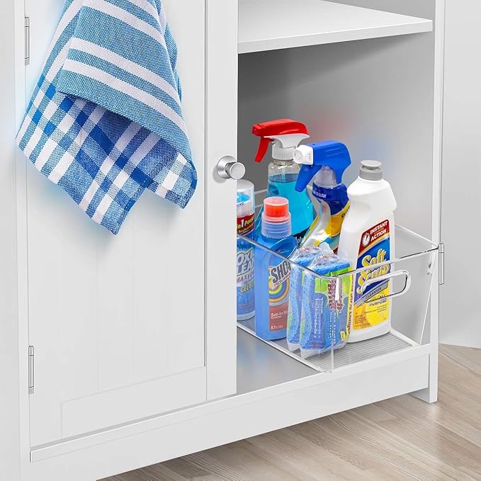 Sorbus Medium Clear Plastic Storage Bins for Shelves, Clothes, with Handle - Clear Storage Bins, Drawer, Shelf, Closet, Pantry, Fridge, Freezer Organizer Bins, Closet Organizers and Storage (2 pack)