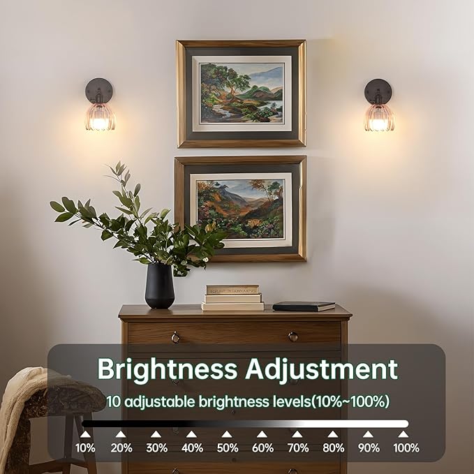 Vintage 5000 mAh Battery Operated Wall Sconce with Pink Clear Tulip Glass Lampshade Rechargeable Battery Powered Wall Light with Remote Control for Bedroom Doorway, Set of 2
