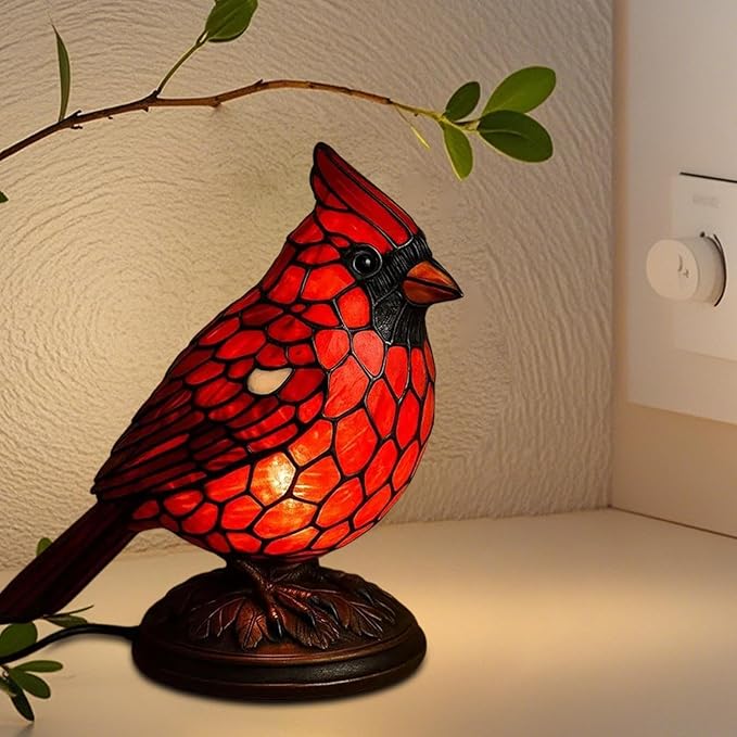 Sheremart Cardinal Lamp, Fanyil Cardinal Lamp, Resin Cardinalis Night Light, Red Bird Desktop Ornament, Christmas Art Decor Light, for Bedside Livingroom Bedroom Home Decoration (1*PCS)