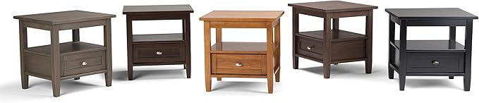 SIMPLIHOME Warm Shaker SOLID WOOD 20 inch Wide Rectangle Transitional End Side Table in Tobacco Brown for the Living Room and Bedroom