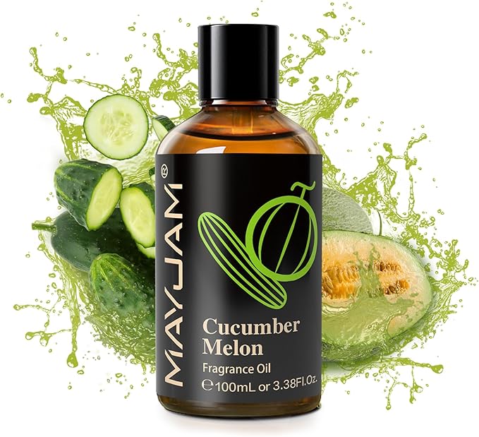 MAYJAM 100ML/3.38FL.OZ Cucumber Melon Fragrance Oils with Glass Dropper, Essential Oils for Diffusers for Home, Long Lasting Scented Oils for Diffusers Soap Candle Making