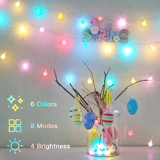 suddus Classroom Lights Plug in, 33ft 100 Led USB Pastel Fairy Lights with Timer, Globe String Lights Indoor for, Dorm, Party, Room, Outdoor, Tree, Patio, Garden, Christmas Decoration