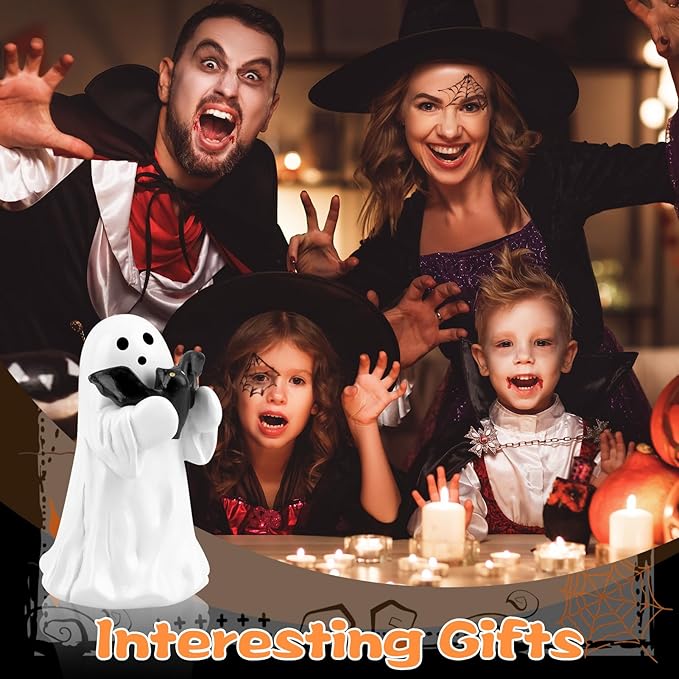 2025 Halloween Figurine Ghost, Ghosts Middles Fingers Figurine,Spooky Cute Halloween Decor,Haunted Porch & Indoor Home Statue,Coffee Table Centerpieces Shelf Mantel Display