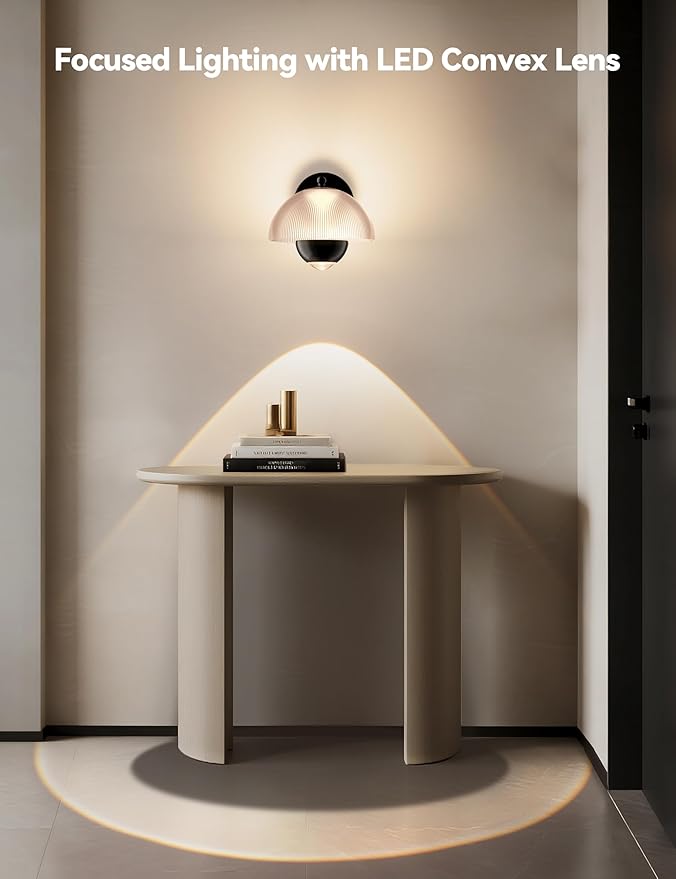 Tubicen Round Wall Sconce with Upper and Lower Lights 10W LED Dimmable Wall Light Fixture Modern Wall Sconces for Living Room Bedroom Hardwired 3000K Black