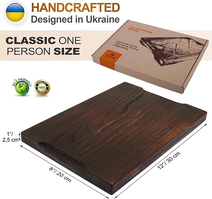 Wooden Steak Board Solid Oak Serving Barbecue Platter Natural Thick Cutting Plate Durable & Quality (Medium)