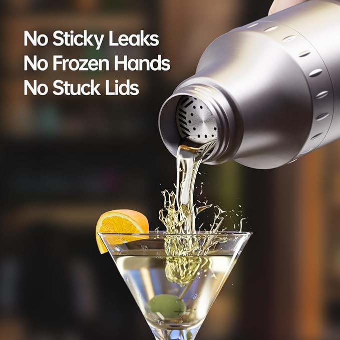 Hybrid Cocktail Shaker Set with Stackable Cups | Vacuum Insulated Stainless Steel Martini Shaker & Bartender Tools | Travel-Ready Kit | 30oz | Gunmetal Gray