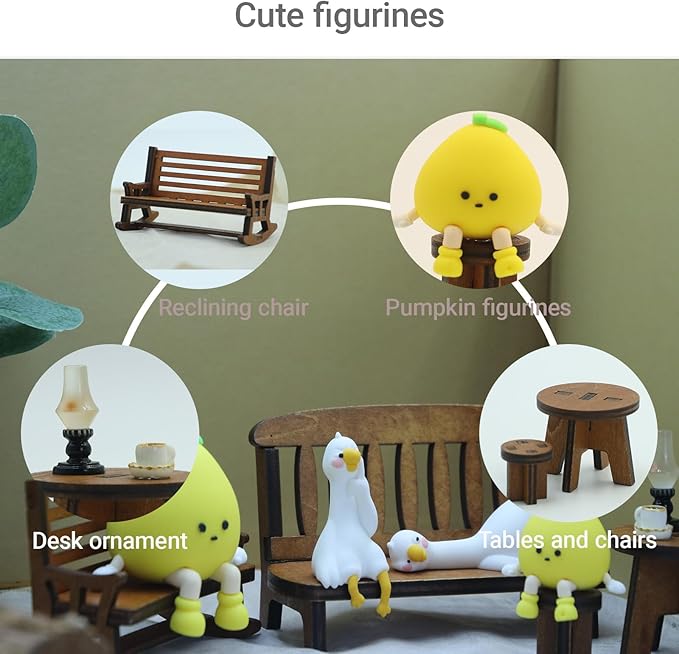 Miniature Pomelo Figurines Statue, Adorable Pomelo Collectibles Mini Sculpture for Shelf Desk and Bedroom Decor, Cute Home Decorations and Gifts (Sitting Posture Pomelo)