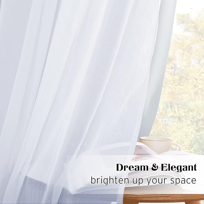 NICETOWN Double Layers Light Blocking Mix & Match Crushed Voile and Blackout Curtains with 4 Tie-Backs for Bedroom Window, Cortinas para Sala (Platinum, Set of 2, W52 x L72)