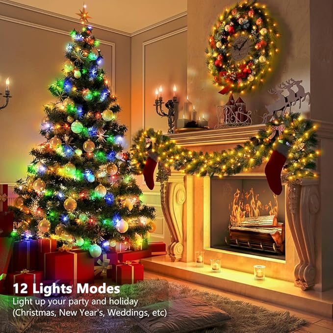 Battery Operated String Lights (2 Pack), 33ft 100 LED Warm White & Multicolor Fairy String Lights Battery Powered w/Remote & Timer for Indoor Outdoor Christmas Trees Decoration Bedroom Patio