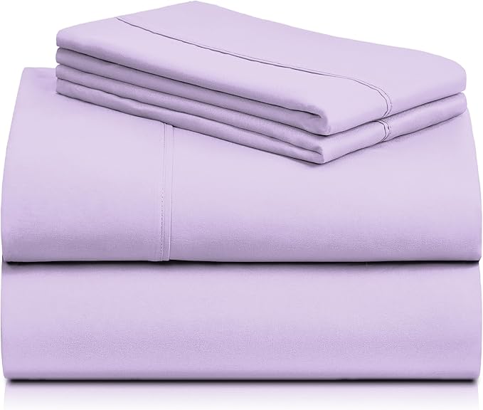 LuxClub 4 PC California King Sheet Set, Breathable Luxury Bed Sheets, Deep Pockets Wrinkle Free Cooling Sheets Machine Washable Hotel Bedding Silky Soft - Lavender Cal King