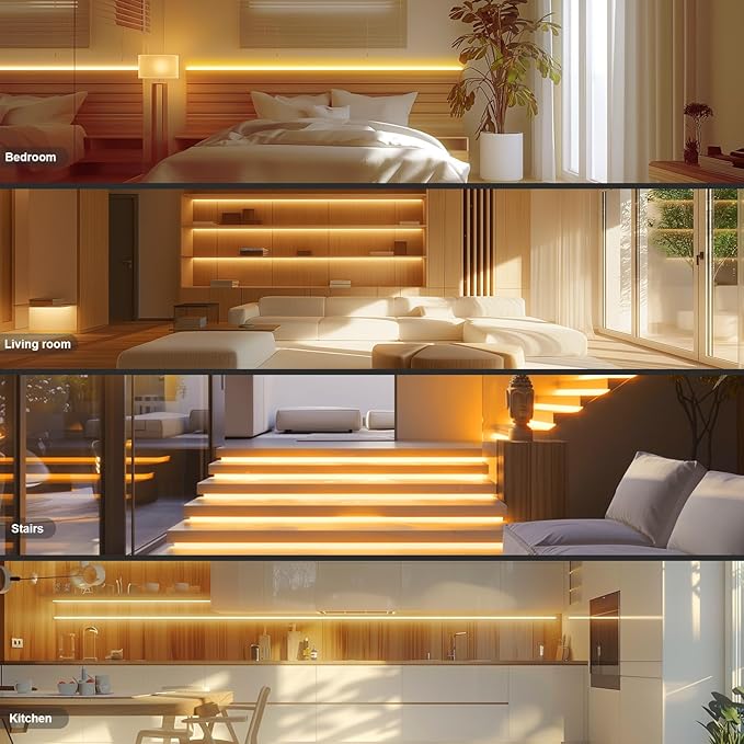 COB LED Strip Lights, Bright COB LED Lights 20ft LED 3000K Cool White Dimmable LED with RF Remote Under Cabinet Lighting for Bedroom Counter Kitchen