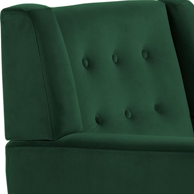 UIXE Accent Chair, Velvet Upholstered Armchair for Living Room, Modern Club Arm Chairs Comfy Single Sofa Button Tufted Bedroom Reading Seat - Retro Green, Set of 1