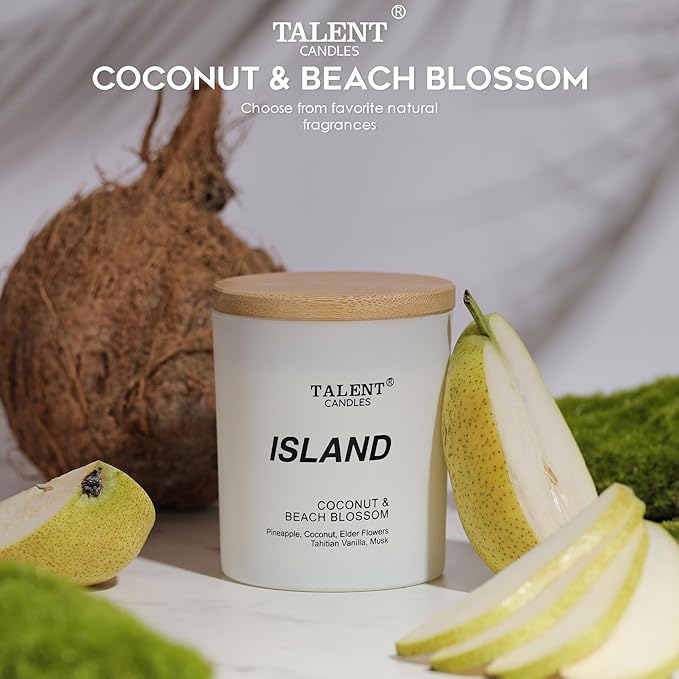 Candles for Home Scented, Natural Soy Wax, Scented Candle Stress Relief and Relaxation, Coconut & Beach Blossom, Medium Jar, Ideal for Home and Bedroom Decor