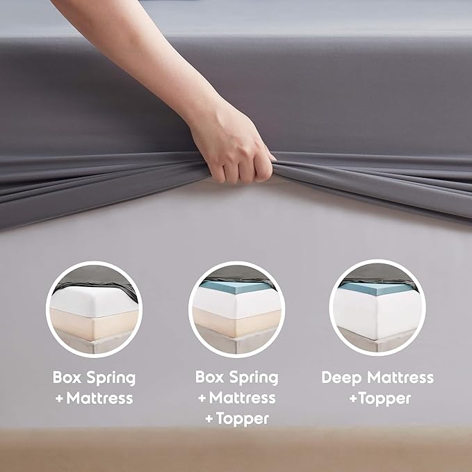 Nestl Extra Deep Twin XL Sheet Set - 4 Piece Breathable & Cooling Sheets - Hotel Luxury Bedding Set w/18-24 Inch Deep Pockets - Easy & Secure Fit - Super Soft, Wrinkle Free & Comfy - Dark Gray