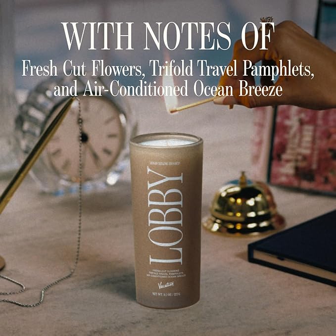 Vacation High Ceiling Resort Lobby Candle, Luxury Candle, Floral Home Decor, Giftable High End Scent for Living Room or Bedroom with Notes of Coconut, Vanilla & Linen