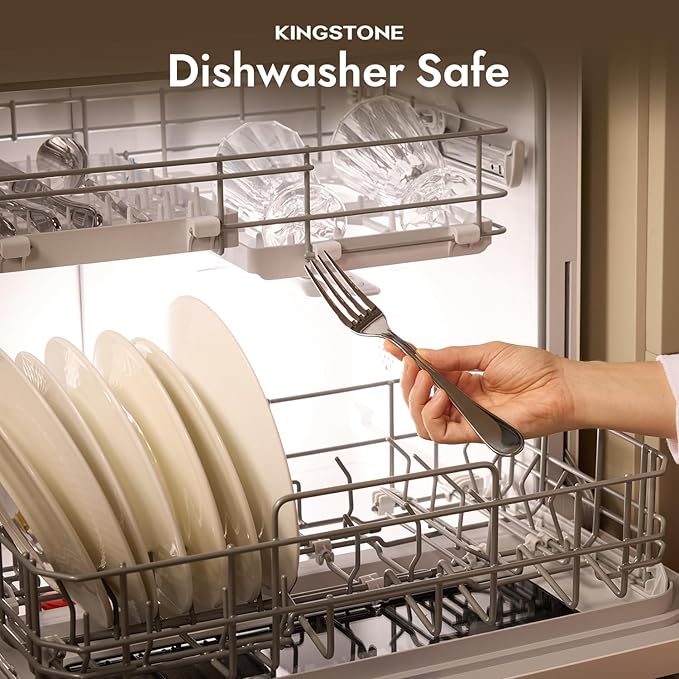 KINGSTONE 20 Piece Teardrop Silverware Set for 4, 18/10 Stainless Steel Flatware Set, Modern Design Cutlery Set for Home/Hotel/Wedding,Mirror Polished and Dishwasher Safe