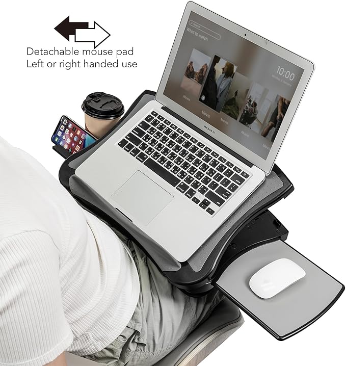 EHO Portable Lap Desk with Cushion, Detachable Mouse Pad Tray and Phone Holder, Adjustable Laptop Stand with 5 Angles, for Home, Office, Sofa, Bed