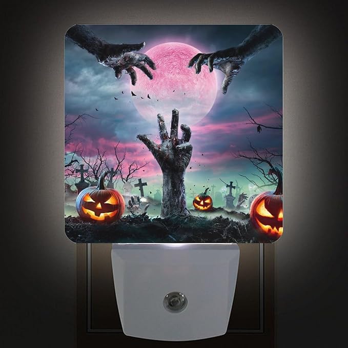 2 Pack Halloween Zombie Night Light Plug-in LED Nightlights Auto Sensor Night Lamp Dusk-to-Dawn Lamp Home Decor for Children,Elderly People Bedroom