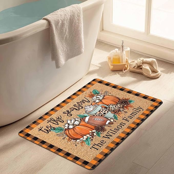 Personalized Halloween Door Mat Custom The Fall Season Non-Slip Indoor Doormat Customized Halloween Fall Home Decor for Friend Family