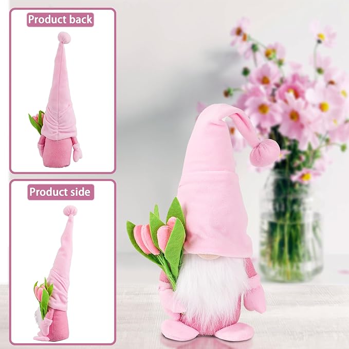 Gnome Plush Decorations,15 inch Gnomes Decorations for Home,Fall Gnomes Plush Table Decoration Gnome Gifts for Women Thaksgiving Christmas Gnome Decor Gifts,Pink