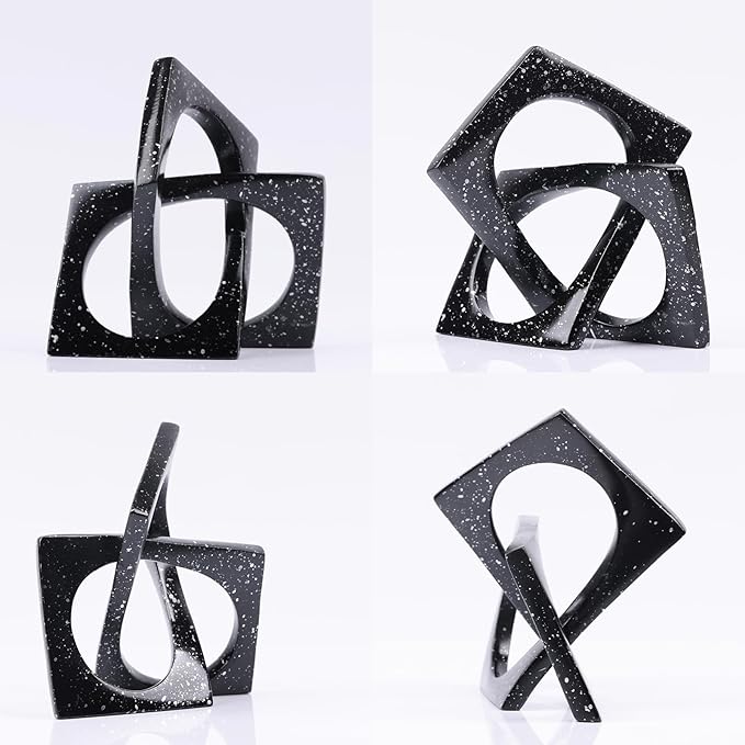 DOVDOV Black Home Room Decor, Geometric Knot Figurines, Unique Home Decor, Modern Decorations for Shelf Mantle Coffee Table tv Stand Console trinkets.