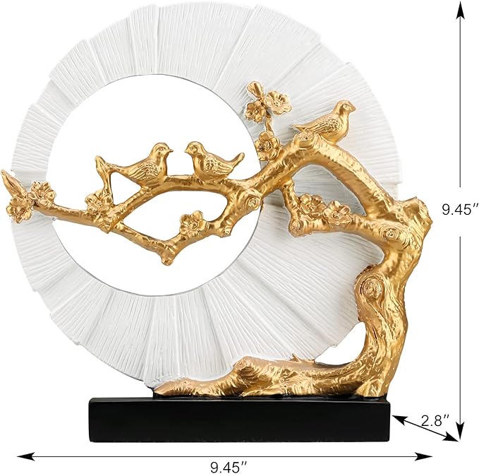 DOVDOV Gold Bird Statue Decor, Gold and White Home Decor, Bird Sculpture Home Decor for Bookshelf Office Shelf on Coffee Table TV Cabinet entryway entryway Decor.