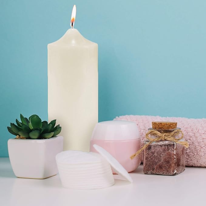 Super Z Outlet Unscented Pillar Candles for Weddings, Home Decoration, Relaxation, Spa, Smokeless Cotton Wick (1, Ivory, 3"x9")