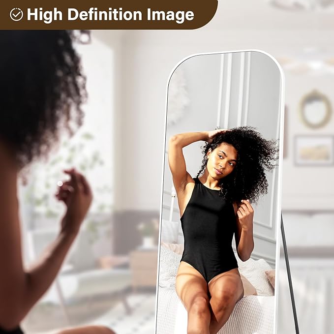 Full Length Mirror, 71"x28" Floor Mirror Freestanding, Arched Floor Standing Large Mirror Full Body Mirrors with Stand for Bedroom, Hanging Mounted Mirrors for Living Room, Silver