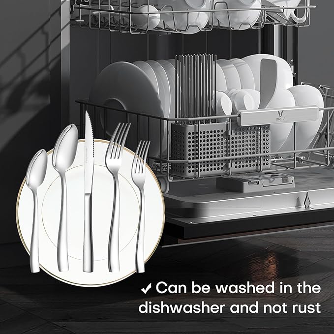 Lazycorner Silverware Set for 6, 18/10 Stainless Steel Flatware Set, 30-Piece Mirror Polished Modern Cutlery Set include Fork Knife Spoon Set(Dishwasher Safe)