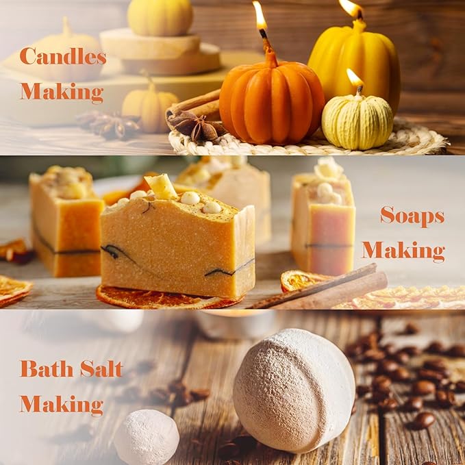 AmaKane Fall Fragrance Oil, Autumn Essential Oils for Diffuser, Soap Candle Making Scents, Pumpkin Pie Spice, Vanilla Cinnamon, Apple Cider, Fallen Leaves, Autumn Magic, Cinnamon Chai, 6x10 ml