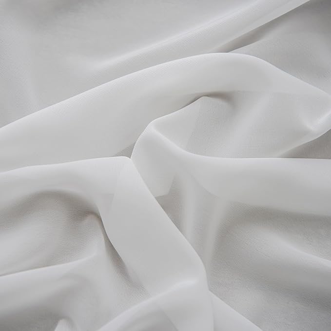 Pinch Pleated Off White Sheer Curtains 90 Inch Length 2 Panels for Living Room Bedroom Lightweight Light Filtering Semi Sheer Chiffon Curtains for Sliding Glass Door, W52 x L90