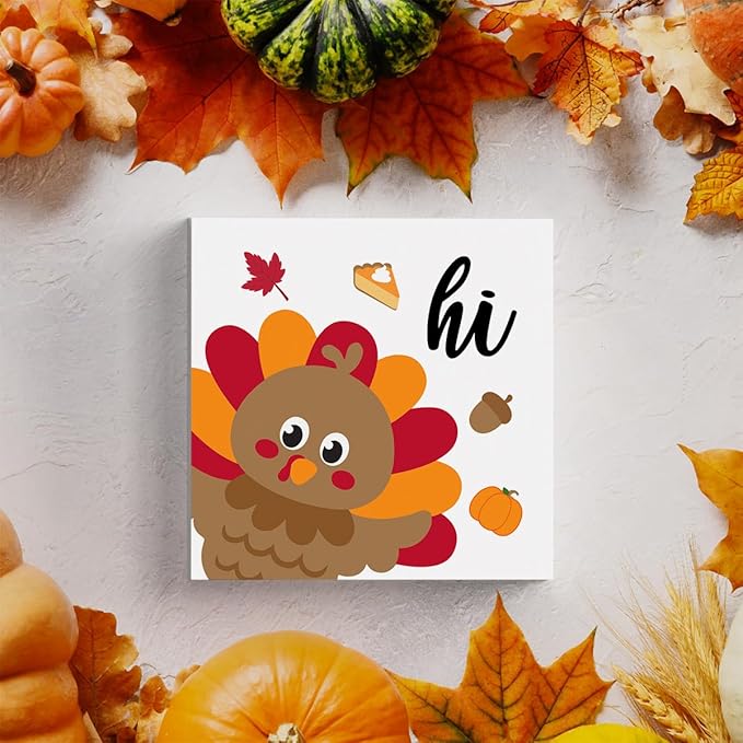 HTBIG The Autumn Decor ative Thanksgiving Comes With a Hi fun Greeting Sign Wooden Box Placed In a Home office Bedroom or Coffee Barit Instantly Creates a Strong festive Ctmosphere 5 x 5 Inch
