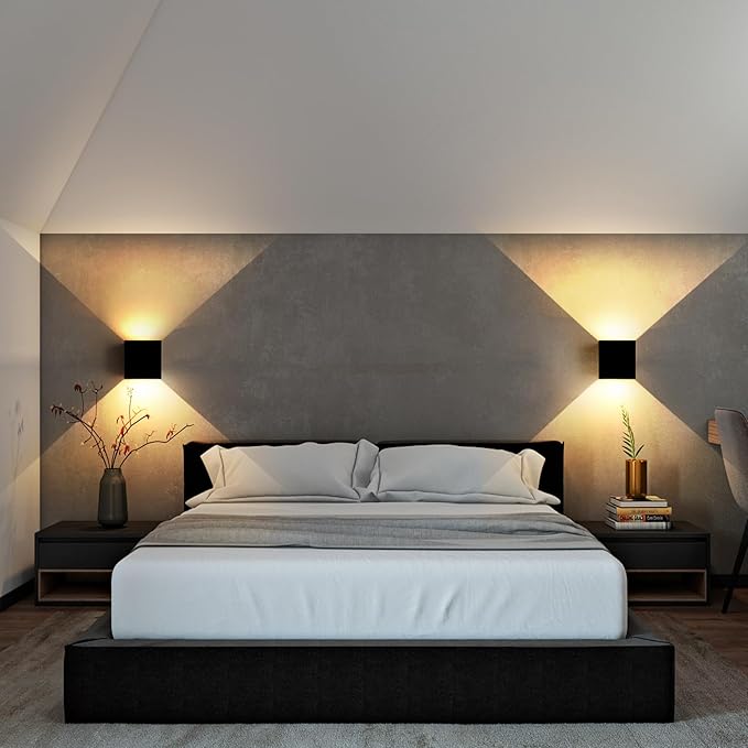 15W Matte Black Outdoor Wall Lights & Indoor Wall Sconce,3000K-6500K 3CCT Square Wall Sconce Lighting,4.33 In 1300LM Up Down Outdoor Wall Sconce Lights,Adjustable Beam,Waterproof Rust-Resistant,1 Pack