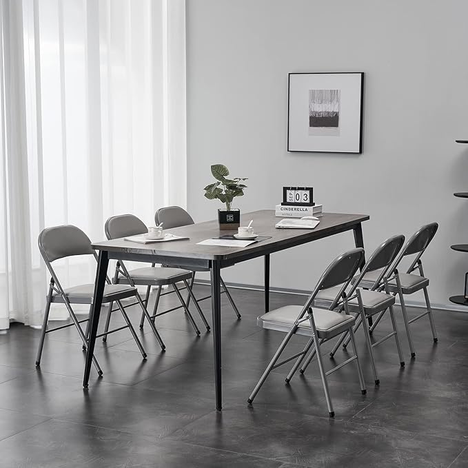 Karl home 10 Pack Grey Folding Chairs with Padded Seats for Outdoor & Indoor, Portable Stackable Commercial Seat with Steel Frame for Events Office Wedding Party, 330lbs Capacity
