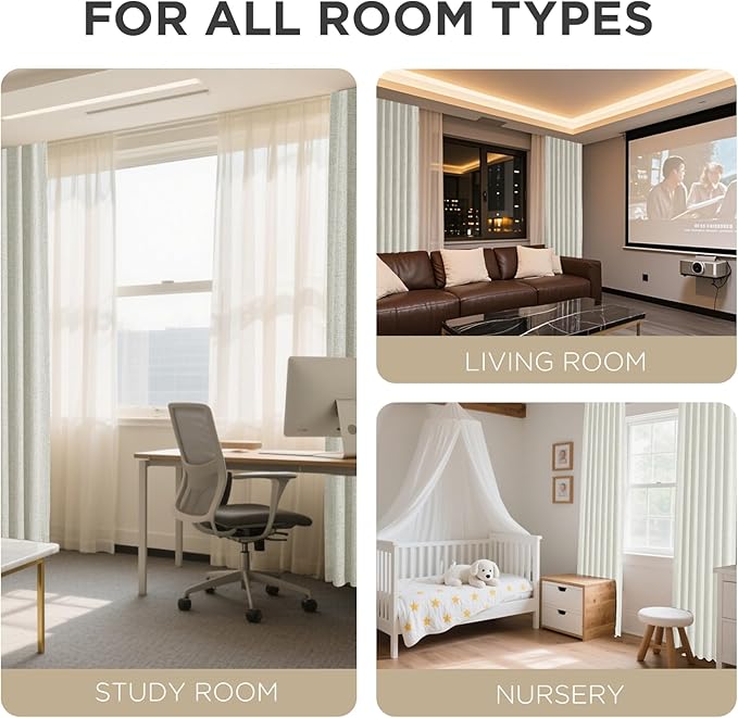 Joydeco Blackout Curtains for Bedroom - 100% Light Blocking 2 Panels Light Beige Drapes 66"W x 96"L, Thermal Insulated Room Darkening Curtains, Linen Textured for Living Room, Rod Pocket & Back Tabs